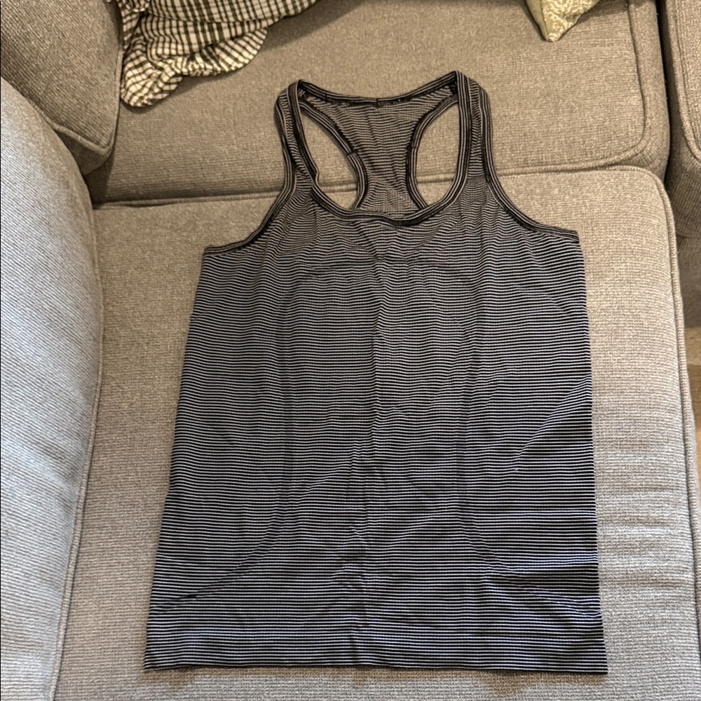 Lululemon Athletica Black and Gray Striped Tank Top